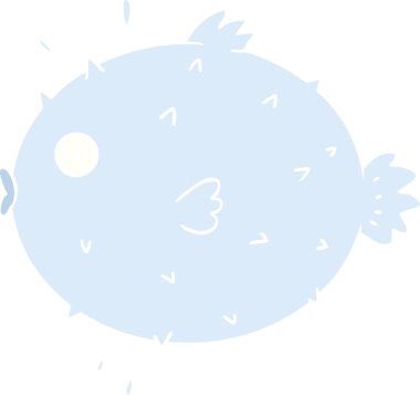 Bir insan tarafından çizilmiş düz renkli kirpi balığı.