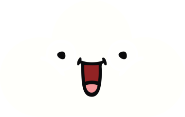 Bir insan tarafından çizilmiş beyaz bulutun düz renkli retro karikatürü