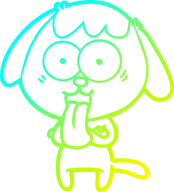 Bir insan tarafından çizilmiş şirin bir çizgi köpeğin soğuk gradyan çizgisi.