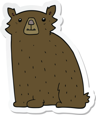 Bir insan tarafından çizilmiş çizgi film ayısının çıkartması.