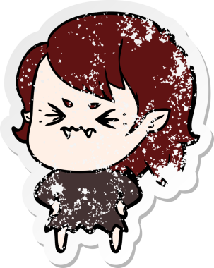 Bir insan tarafından çizilmiş rahatsız bir vampir kızın sıkıntılı çıkartması.