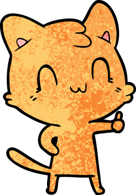 Bir insan tarafından çizilmiş mutlu bir kedi.