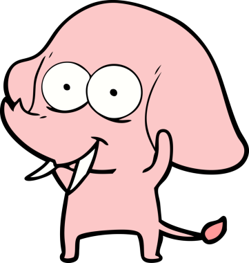 Bir insan tarafından çizilmiş mutlu bir fil.