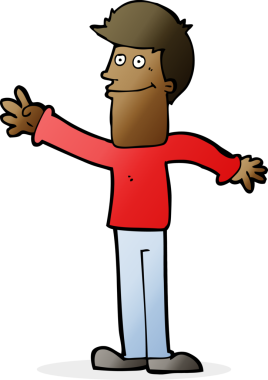 Bir insan tarafından çizilmiş mutlu bir adam.