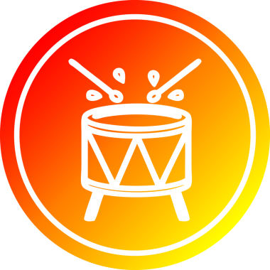 Bir insan tarafından çizilmiş sıcak gradyan bitişiyle davul dairesel simgesini çarpıyor