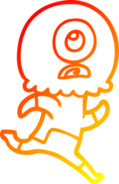 Bir insan tarafından çizilen sıcak çizgi çizimi Kiklops uzaylı uzay adamı