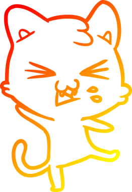 Bir insan tarafından çizilmiş çizgi film kedisinin sıcak çizgi çizimi