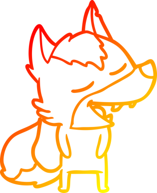 Bir insan tarafından çizilmiş gülen bir kurt çizgi çizimi.