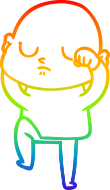 Gökkuşağı gradyan çizgisi bir insan tarafından çizilmiş kel bir adamın çizimi