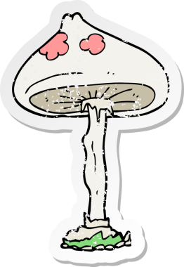 Bir insan tarafından çizilmiş karikatür mantarının gerilmiş yapıştırması.