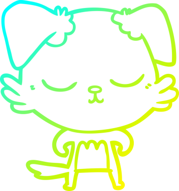 Bir insan tarafından çizilmiş şirin bir çizgi köpeğin soğuk gradyan çizgisi.