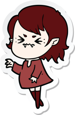 Bir insan tarafından çizilmiş kızgın bir vampir kızın çıkartması.