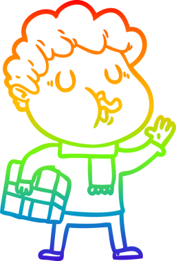 Gökkuşağı gradyan çizimi bir insan tarafından çizilmiş bir çizgi film karakteri.