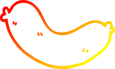 Bir insan tarafından çizilmiş pişmemiş bir sosisin sıcak çizgi çizimi