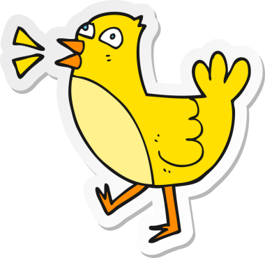 Bir insan tarafından çizilmiş çizgi film kuşunun çıkartması.