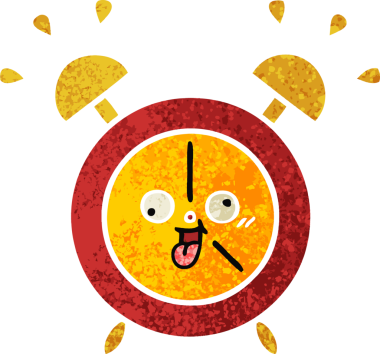 Bir insan tarafından çizilmiş alarm saatinin retro çizim tarzı karikatürü