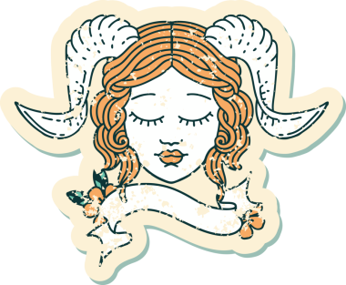 Retro Dövme Biçimi karakter yüzünü bir insan tarafından çizilmiş parşömen pankartıyla düzenliyor