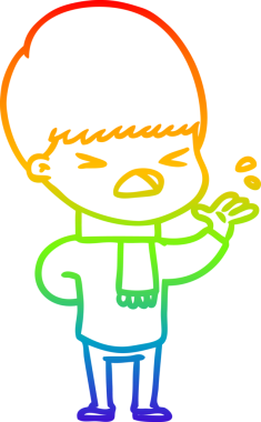 gökkuşağı gradyan çizgi çizimi bir insan tarafından çizilmiş stresli bir adam