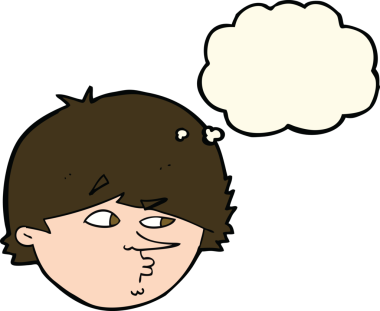 Bir insan tarafından çizilmiş düşünce baloncuğu olan şüpheli bir adam.