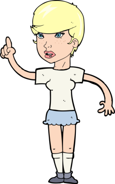 Bir insan tarafından çizilmiş bir fikri olan karikatür kadın.