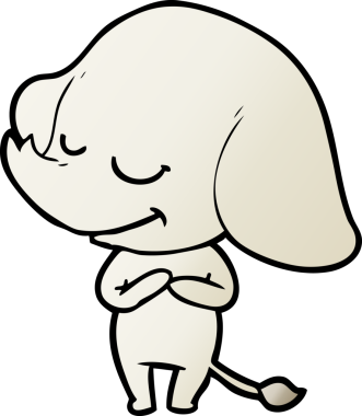 Bir insan tarafından çizilmiş gülümseyen bir fil.