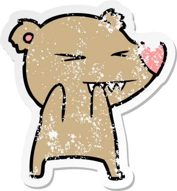 Bir insan tarafından çizilmiş kızgın bir ayı çizgi filminin sıkıntılı çıkartması.