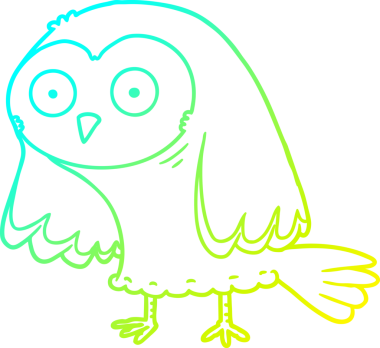 Bir insan tarafından çizilmiş bir baykuşun soğuk çizgi çizimi