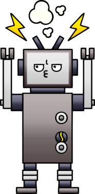 Bir insan tarafından çizilmiş bir robotun gölgelenmiş çizimi