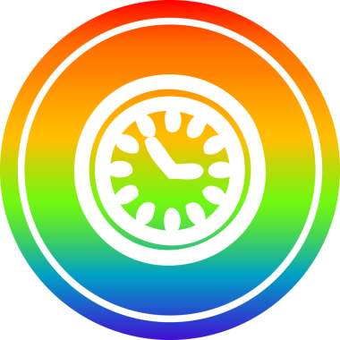 Gökkuşağı gradyan bir insan tarafından çizilmiş duvar saati dairesel simgesi