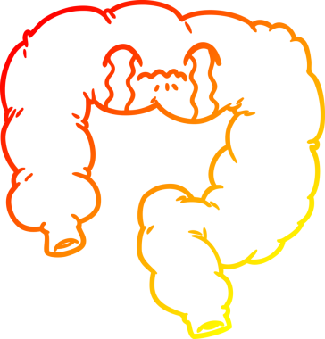 Bir insan tarafından çizilmiş kalın bağırsağın sıcak çizgi çizimi