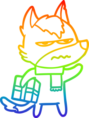 Gökkuşağı gradyan çizgi çizimi Bir insan tarafından çizilmiş rahatsız kurt