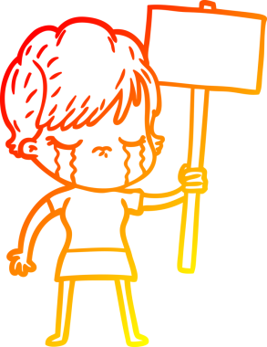 Bir insan tarafından çizilmiş, ağlayan bir çizgi kadın çizimi.