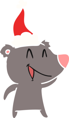 Gülen ayı eli, bir insanın çizdiği Noel Baba şapkasının düz renk çizimi.