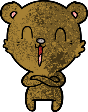 Bir insan tarafından çizilmiş mutlu çizgi film ayısı.