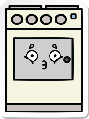 Bir insan tarafından çizilmiş şirin bir mutfak fırınının çıkartması.