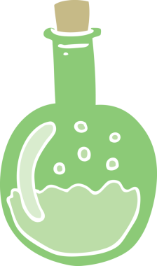 Bir insan tarafından çizilmiş düz renkli çizgi film iksiri