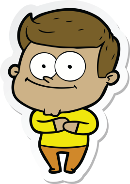 Bir insan tarafından çizilmiş mutlu bir adamın çıkartması.