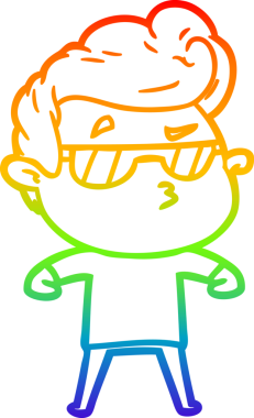 Gökkuşağı gradyan çizimi. Bir insan tarafından çizilmiş havalı bir adamın çizimi.