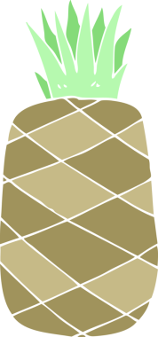 Bir insan tarafından çizilmiş ananasın düz renk çizimi