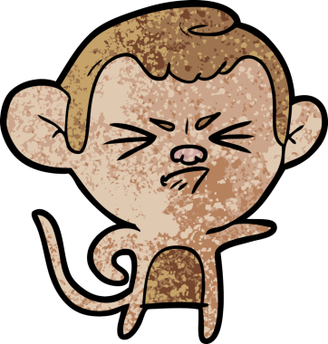 Bir insan tarafından çizilmiş sinir bozucu bir maymun.