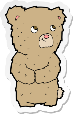 Bir insan tarafından çizilmiş oyuncak ayının çıkartması.