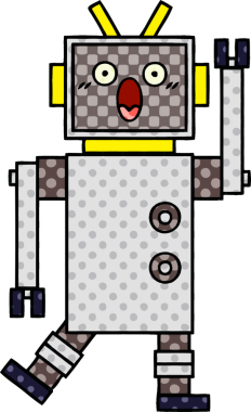 bir insan tarafından çizilmiş bir robotun çizgi roman tarzı