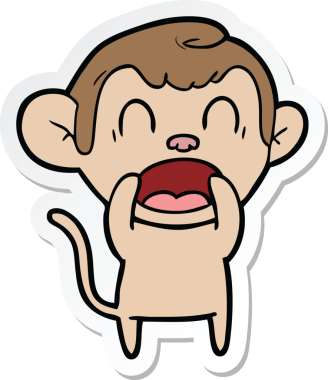 Bir insan tarafından çizilmiş bağıran çizgi film maymunu çıkartması.