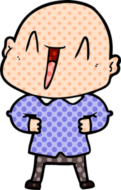 Bir insan tarafından çizilmiş mutlu, kel adam.