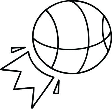 Bir insan tarafından çizilmiş bir basket topunun çizgi çizimi