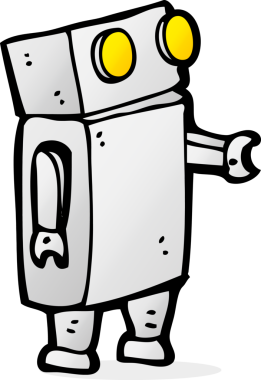 Bir insan tarafından çizilmiş çizgi film robotu