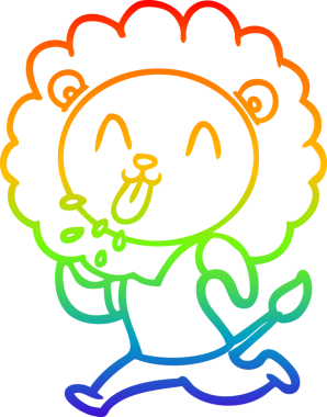 gökkuşağı gradyanı çizimi bir insan tarafından çizilmiş mutlu bir karikatür aslanı