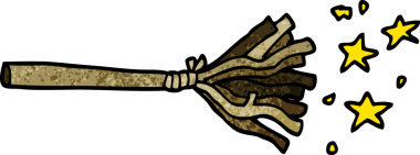 Bir insan tarafından çizilmiş sihirli süpürge sopaları.