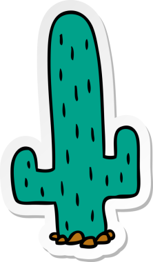 Bir insan tarafından çizilmiş bir kaktüsün el çizimi karikatürü.