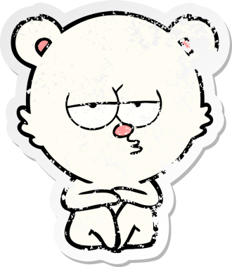 Sıkılmış bir kutup ayısının sıkıntılı çıkartması bir insan tarafından çizilmiş.